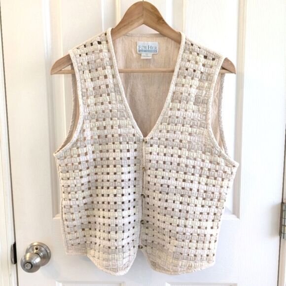 Van Heusen Cottagecore Women's Lattice Vest Cream Medium - Picture 2 of 11